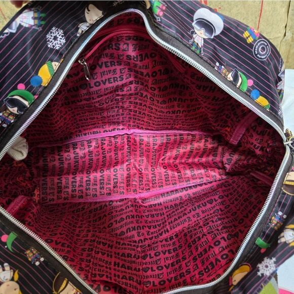 Y2K Harajuku Lovers black snowflake print kawaii duffel shoulder bag purse - Picture 7 of 11